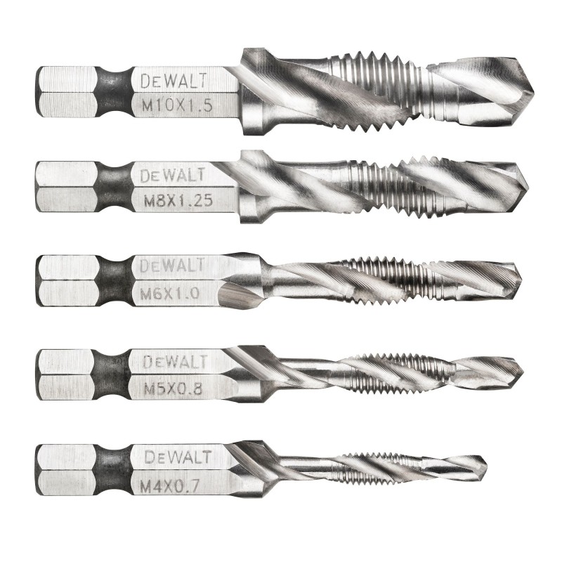 5 Forets à tarauder 156mm emmanchement hex (M4,M5,M6,M8,M10)