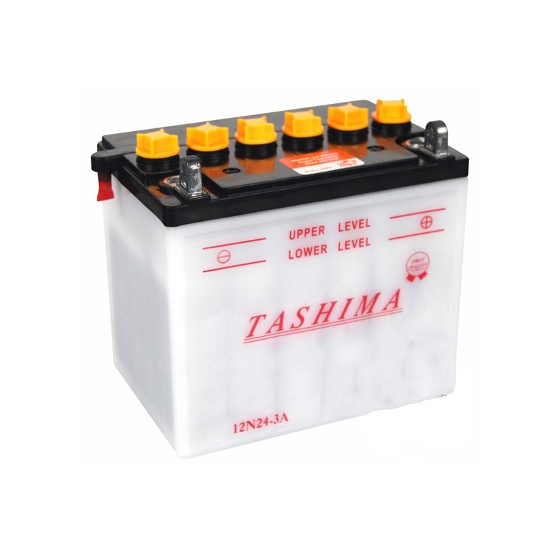 Batterie 12V, 24A . L: 184, l: 124, H:175mm, + à droite.