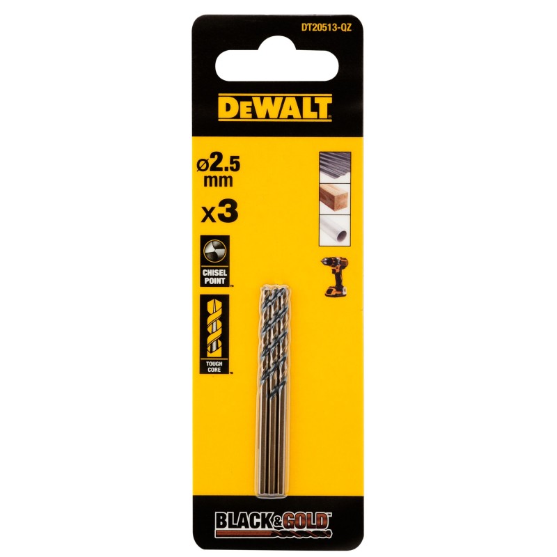 Foret DEWALT Black&Gold HSS-G 2.5x30x57mm -... | LG Motoculture