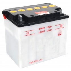 Batterie plomb TASHIMA 12V, 24A . L: 184, l: 124, H:175mm, + à droite pour tondeuse  autoportée, motos. Adaptable HUSQVARNA