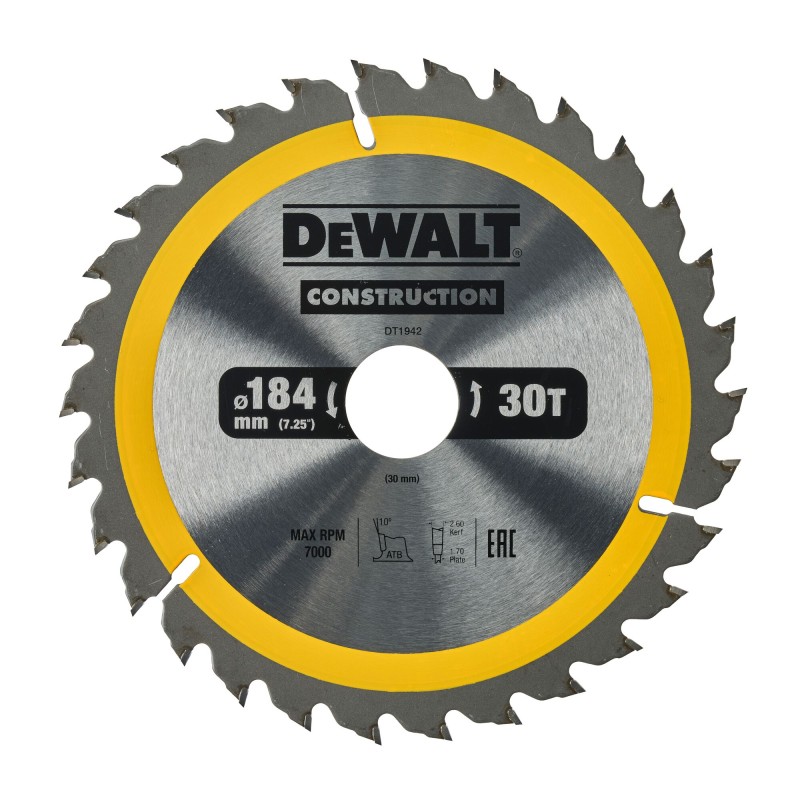Lame de scie circulaire DEWALT DT1942-QZ 184x30mm... | LG Motoculture