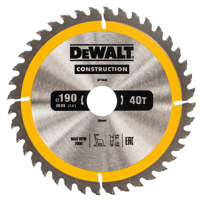 Lame de scie circulaire DEWALT DT1945-QZ 190x30mm... | LG Motoculture