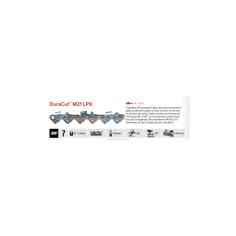 Chaîne Oregon M21LPX056E .325 56 maillons DuraCut | LG Motoculture