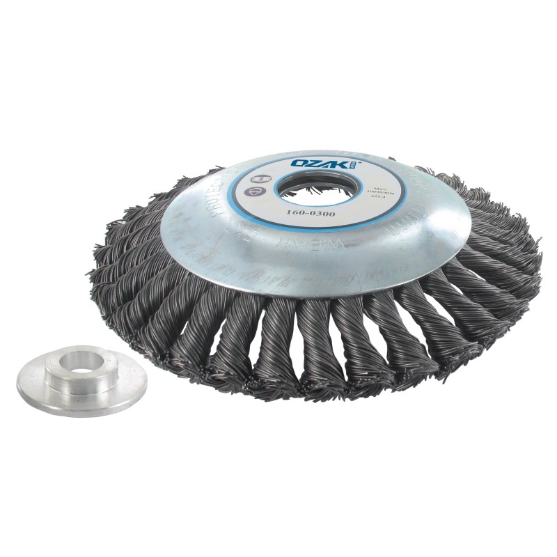 Tête brosse métallique pour débroussailleuse diamètre: 150 mm. A partir de 30 cc. Alésage : 25,4 mm. de chez   au prix de  36,2