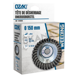 Tête brosse métallique pour débroussailleuse diamètre: 150 mm. A partir de 30 cc. Alésage : 25,4 mm. de chez   au prix de  36,2