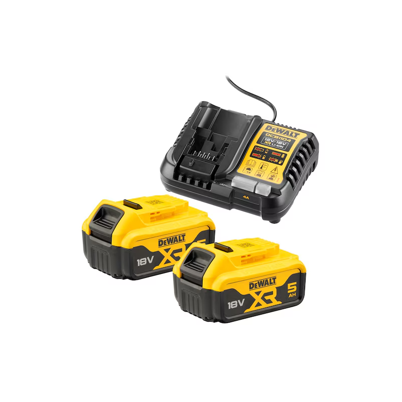 Pack DEWALT DCB1104P2-QW 2 batteries XR 18V 5 Ah + chargeur | LG Motoculture