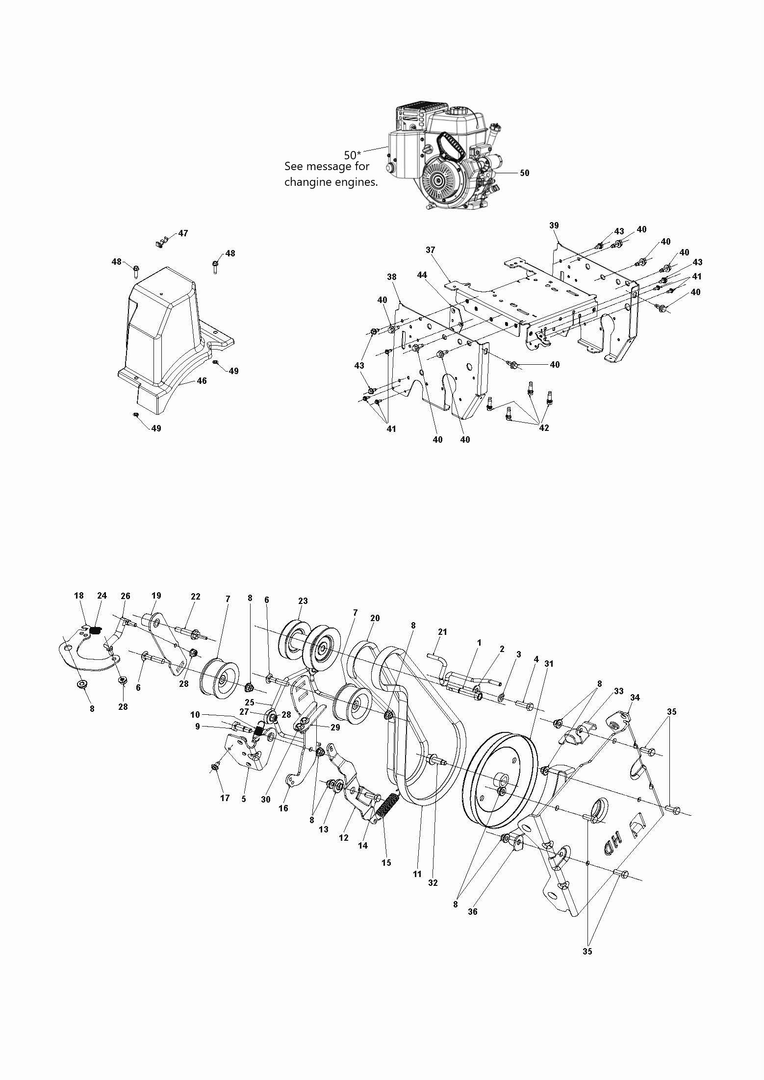 CHÂSSIS, MOTEUR ET POULIES