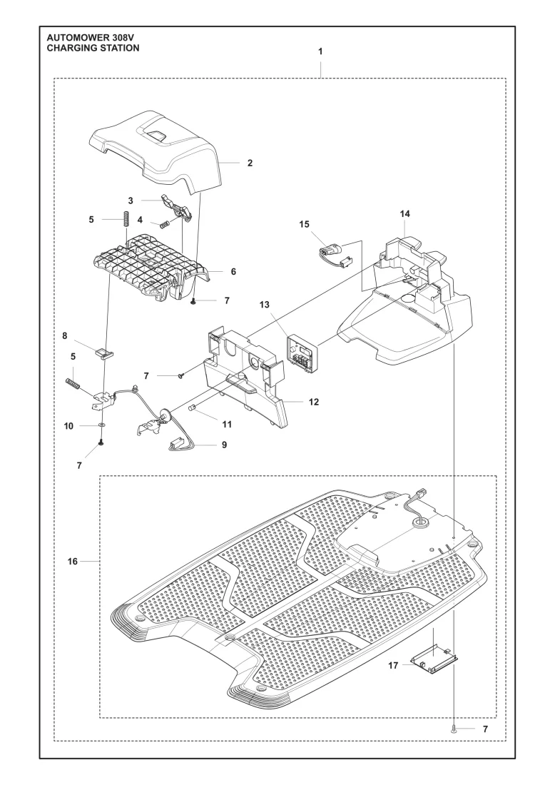 Robot tondeuse Husqvarna Automower® 308V vision IA — STATION DE CHARGE